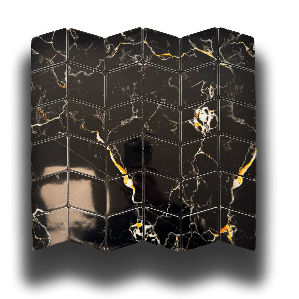 Piastrelle 3D Autoadesive in PET acustiche e isolanti 30x30cm (4mm spessore) ROMBI Marmo nero