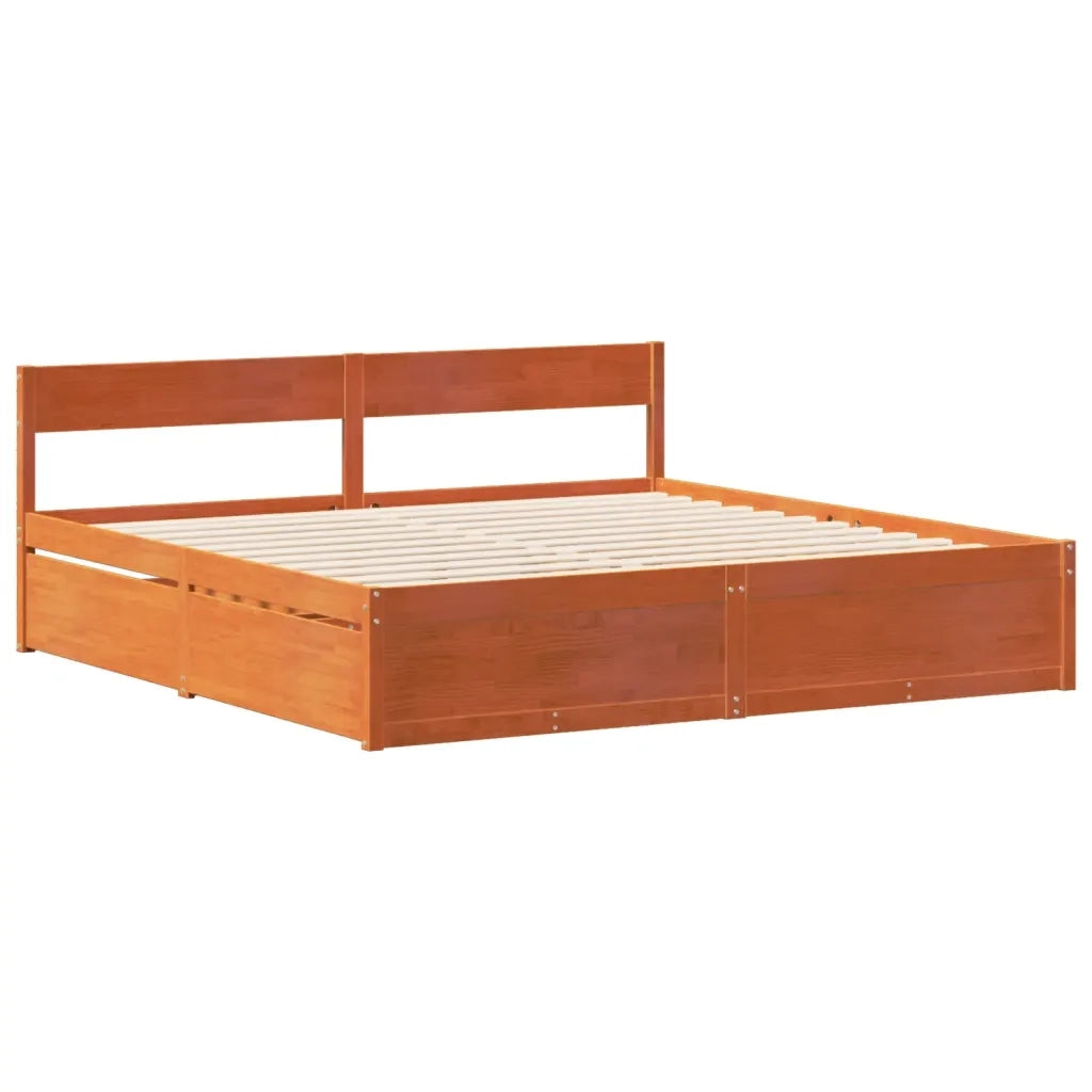 Letto senza Materasso Marrone Cera 180x200 cm in Legno di Pino 3306374