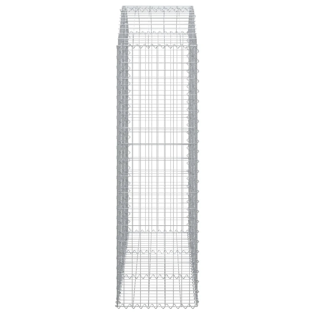 Cesto gabbione recinzione a gabbia muro di contenimento ad arco 150 x 50 x 160/180 cm ferro zincato argento 02_0039983