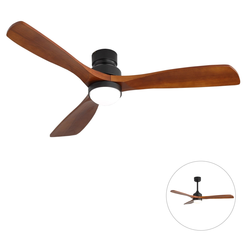 Ventilatore da soffitto 52'' nero con luce LED dimmerabile; motore DC e telecomando