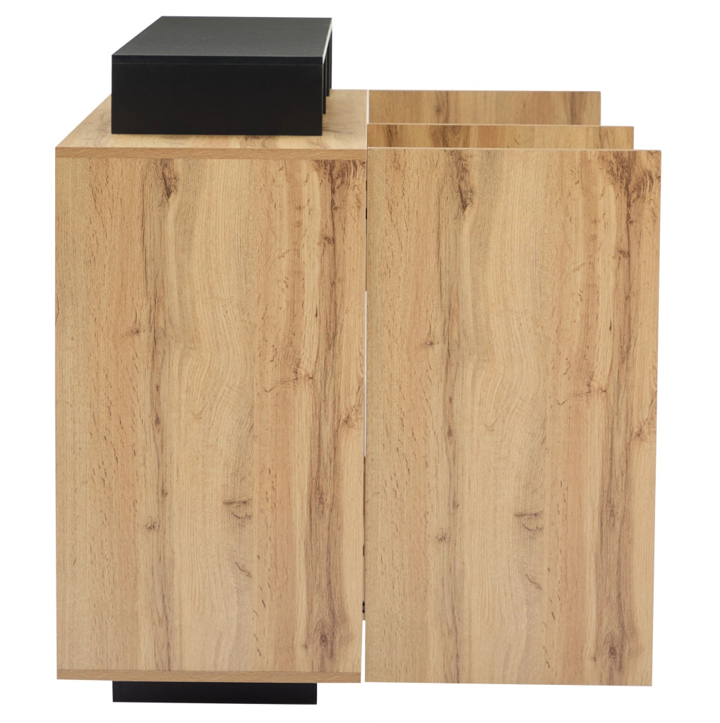 Sideboard LED 140x44x94 cm in MDF effetto legno con ante in acrilico