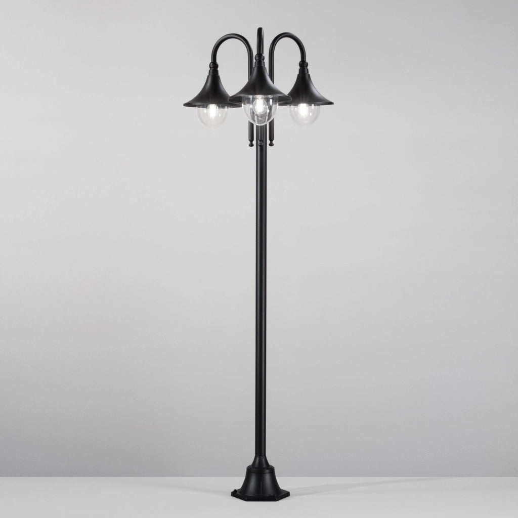 PALO PAVIA NERO 3 LUCI ATTACCO E27 IP44 56X190CM IN ALLUMINIO