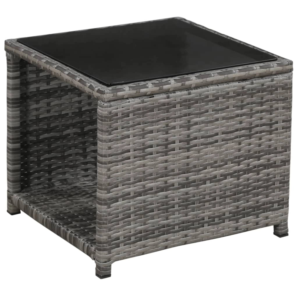 Set di mobili da bistrot da 3 pezzi con cuscini resina intrecciata grigia 02_0014535