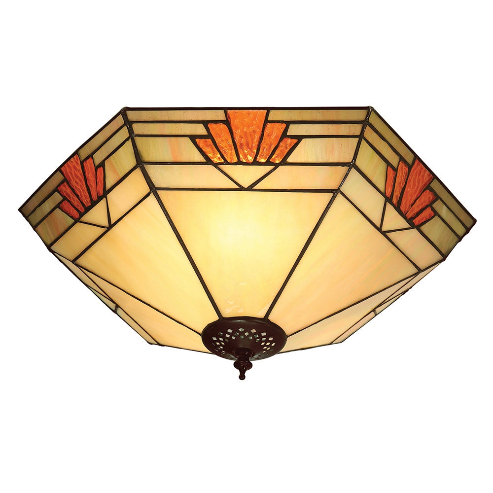 Plafoniera Tiffany Nevada esagonale vetro 2xE27 Art Déco
