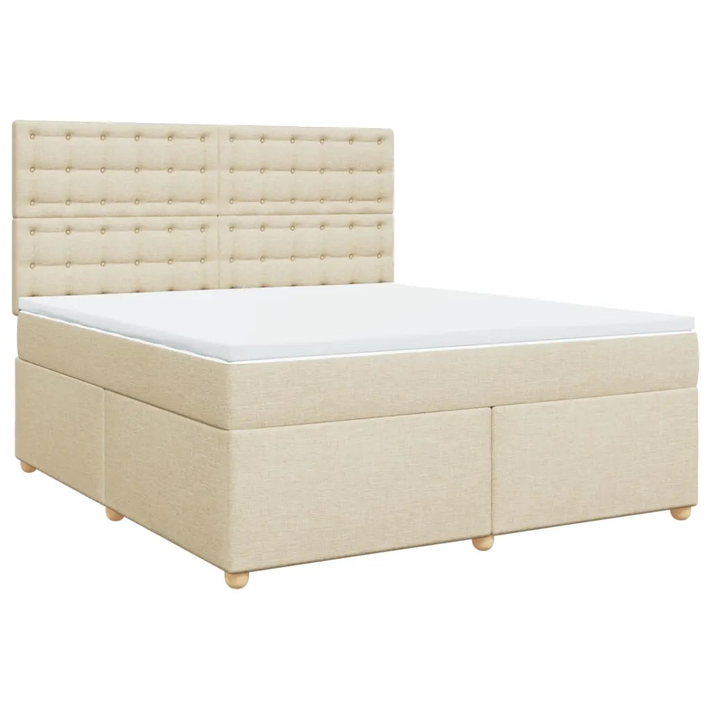 vidaXL Giroletto a Molle con Materasso Crema 180x200 cm in Tessuto
