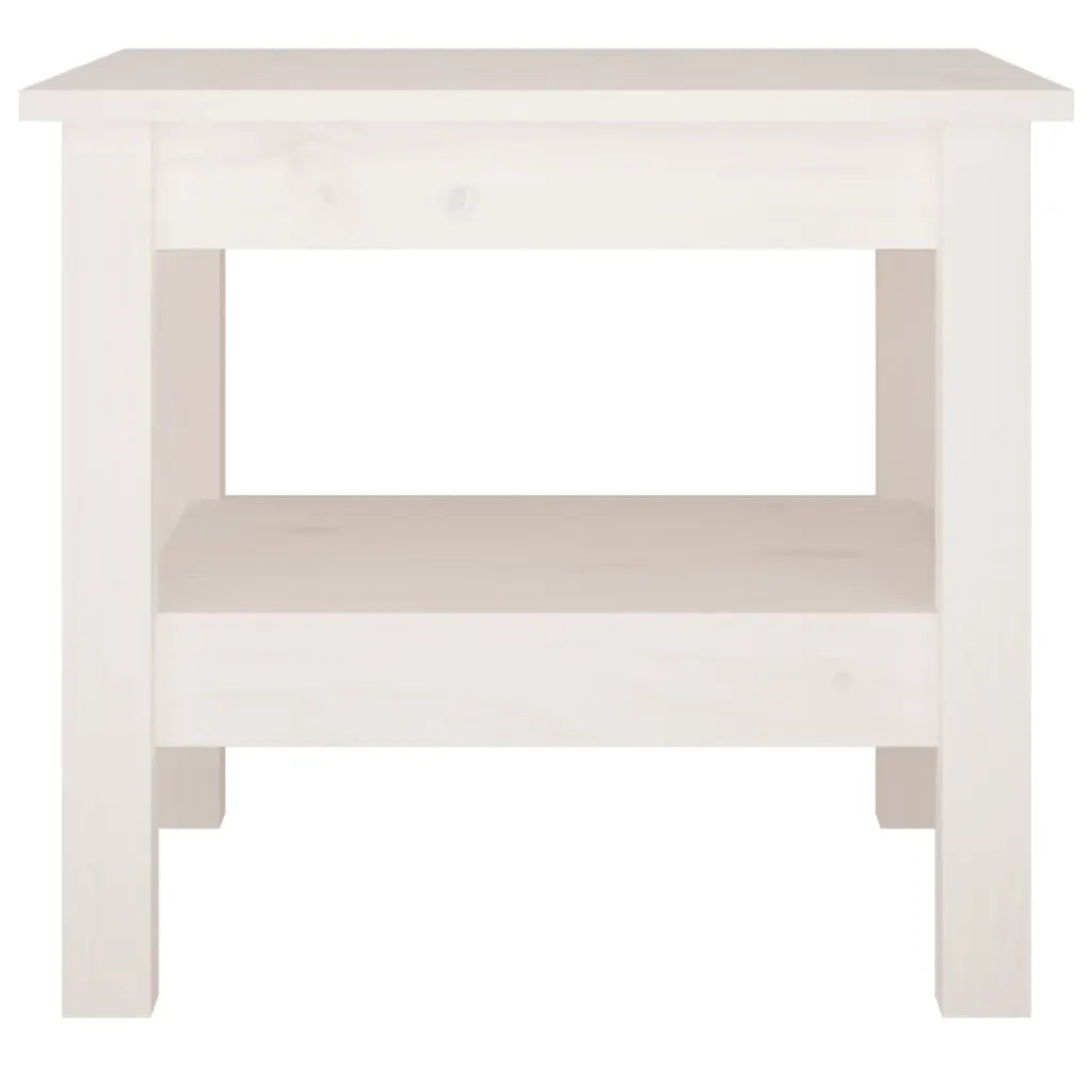 Tavolino da caffè bianco 45x45x40 cm in legno massello di pino 814265