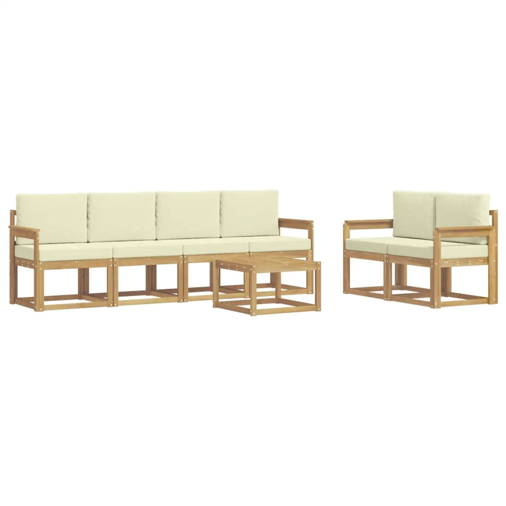 Set di divani da esterno con cuscino 7 pcs Bianco e Crema 3387269