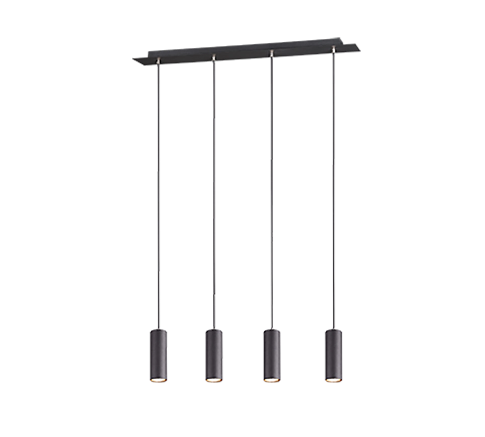 Lampada a sospensione 4 cilindri, metallo, nero, L 75 cm, Marley