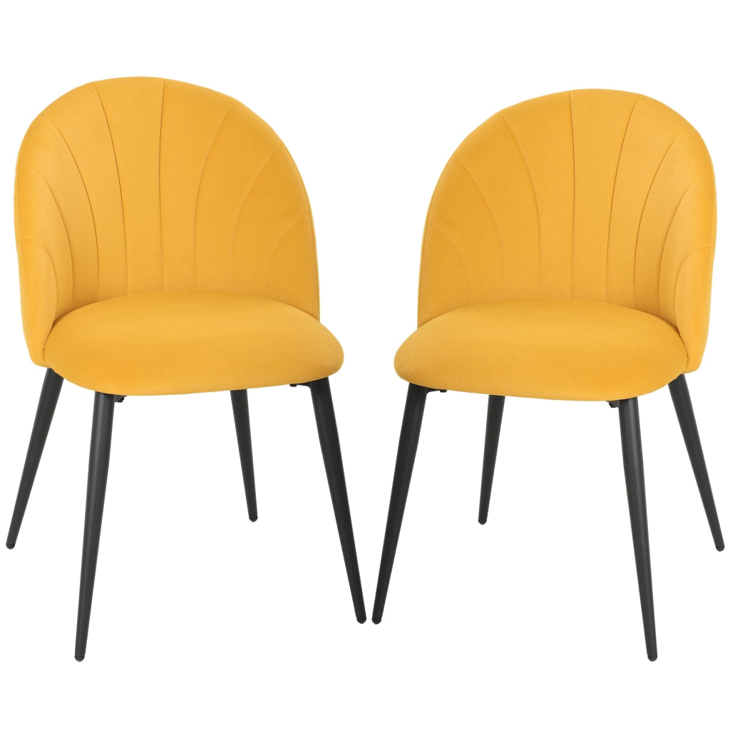 Set 2 Sedie da Pranzo Imbottite con Schienale in Velluto ¨C Minimal ¨C 52x55x79 cm Giallo