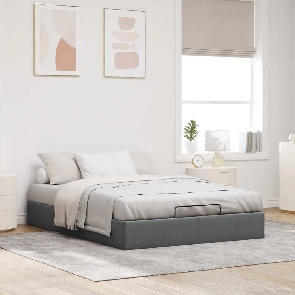 Letto ottomano Grigio Scuro 153 x 203 cm Tessuto 3403069