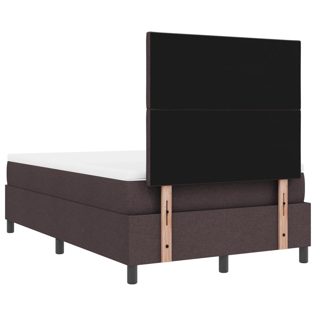 Letto con Box Spring e Materasso & LED Marrone Scuro 120x200 cm Tessuto