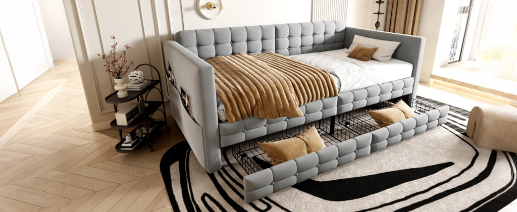 letto imbottito velluto grigio chiaro 99 x 202.4 cm