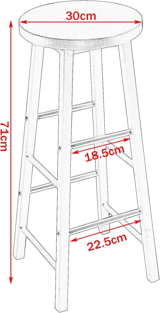 Sgabelli da Bar Set di 2, Sgabello Alto 71 cm con Poggiapiedi, Seduta Tonda Sedia Alta per Penisola Cucina, Sala da pranzo, Bancone in Acciaio Legno, Nero