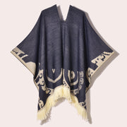 Sciarpa da viaggio da donna, stile etnico, con nappe, modello pullover, calda cappa decorativa da esterno in jacquard