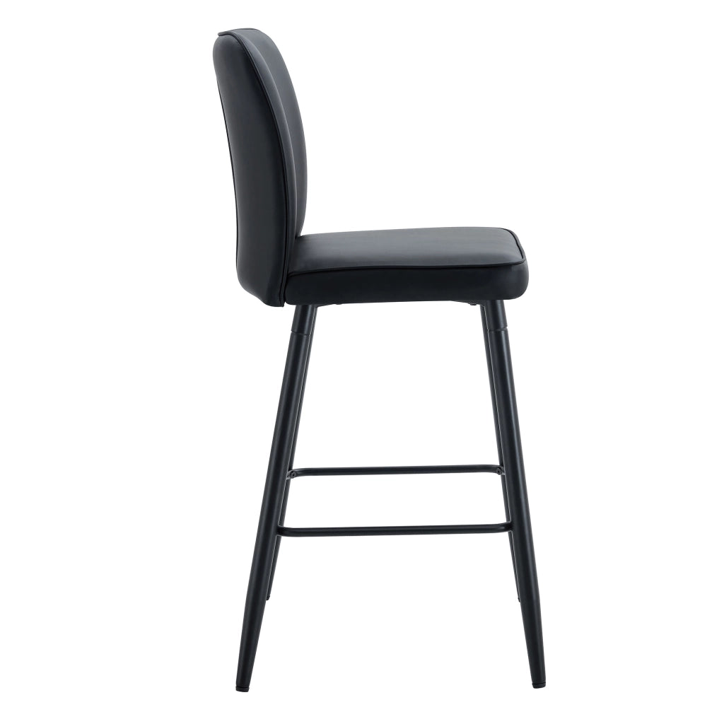 Set 2 Sgabelli da Bar ¨C MINIMAL ¨C Nero, Ecopelle, Schienale Ergonomico, 101 cm