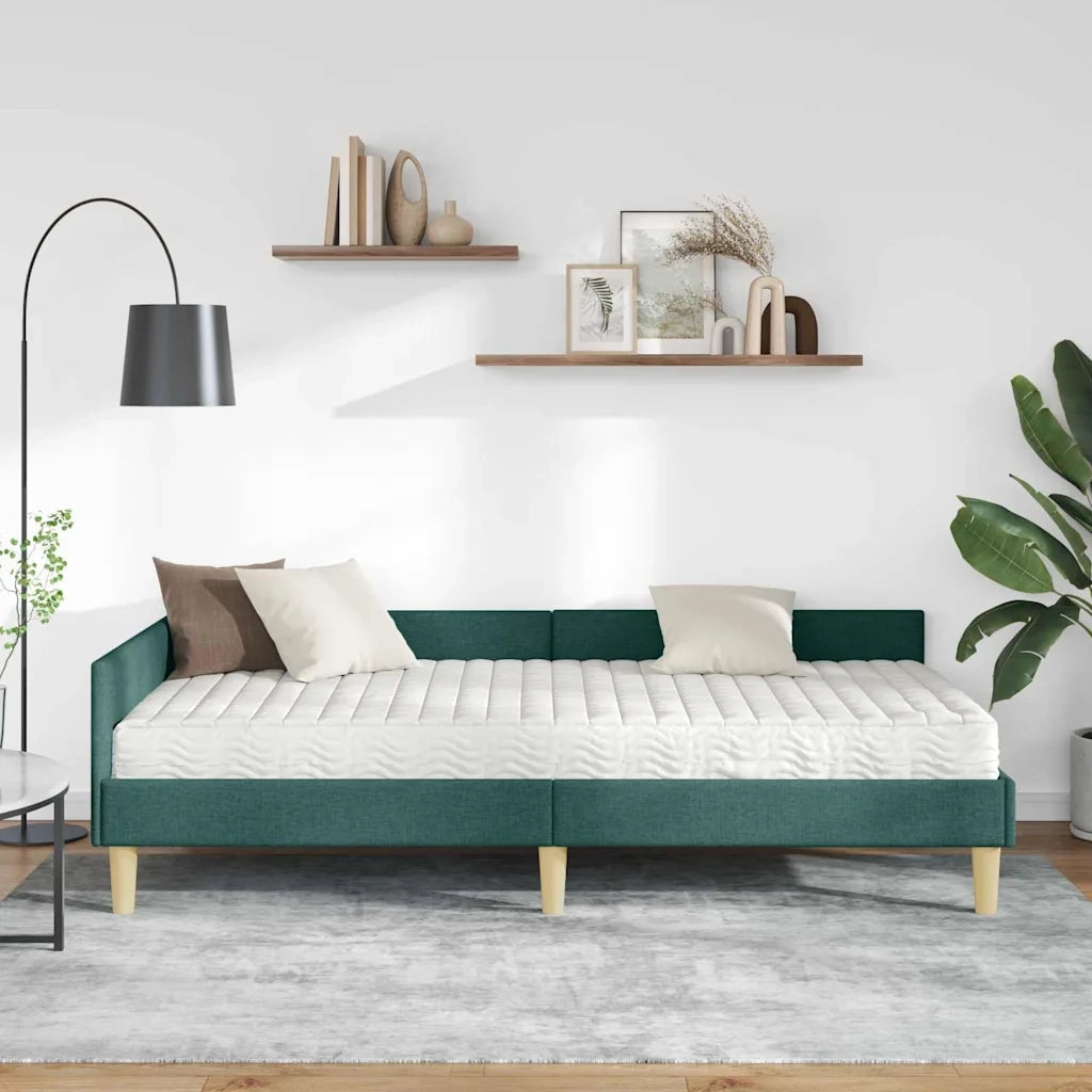 Struttura Letto Angolare con Materasso 2 pz-Giroletto con materasso Verde Tessuto 818159