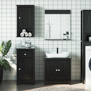Set Mobili da Bagno 4 pz BERG Nero in Legno Massello di Pino 3206503