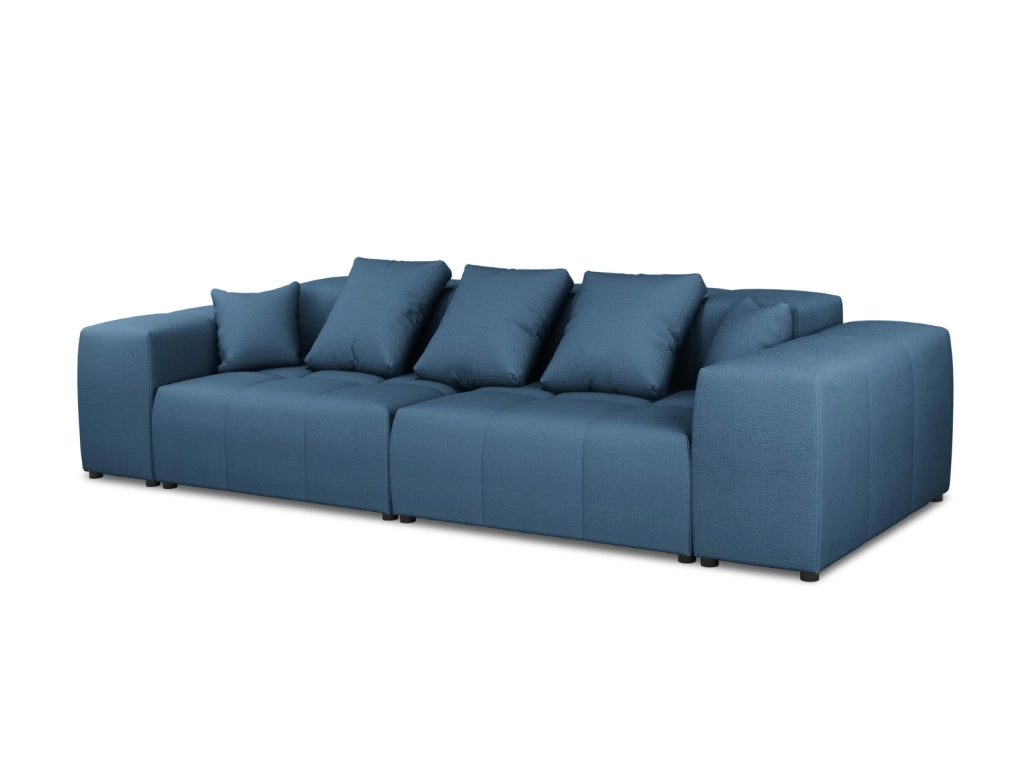 Cosmopolitan Design - Divano modulare "Rome" 3 posti in tessuto strutturato blu scuro 