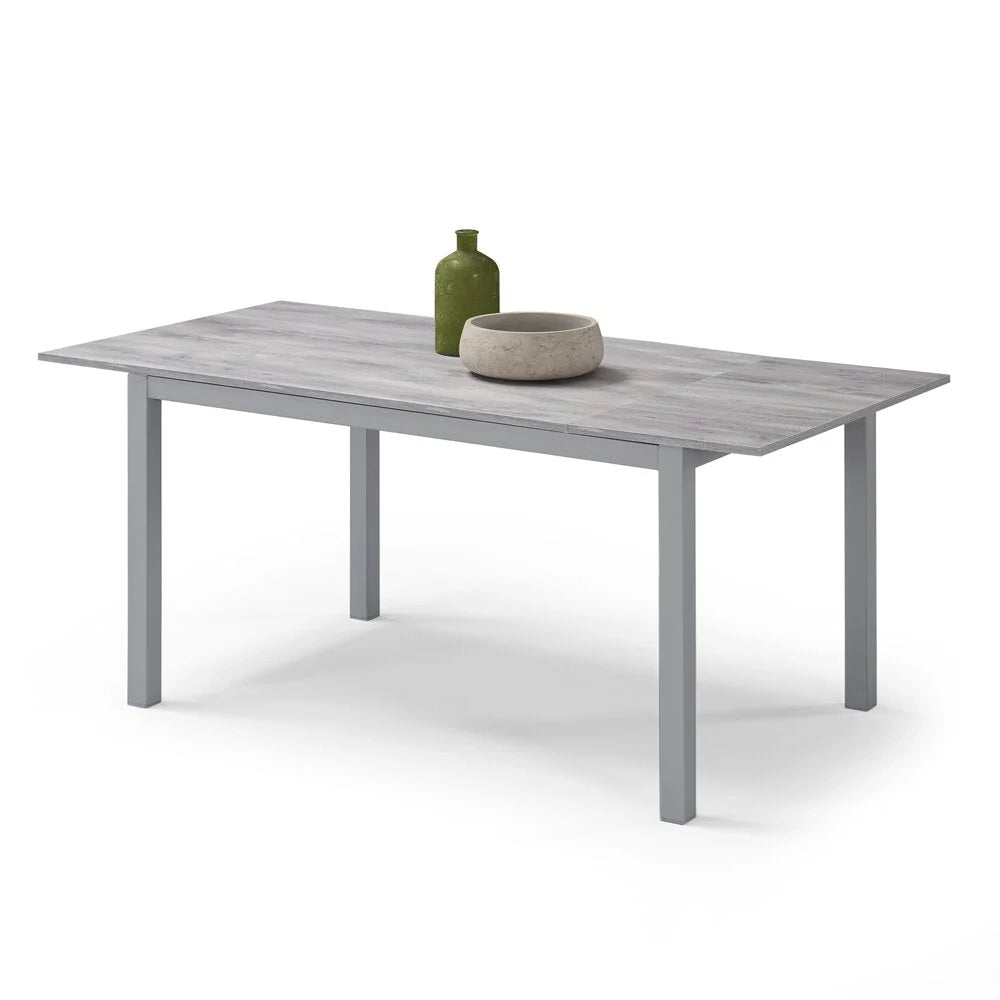 Tavolo da pranzo allungabile Cemento Silver 110x70 modello GIOTTO MADE IN ITALY con allunga laterale 40 cm per sala da pranzo, cucina e soggiorno, design moderno