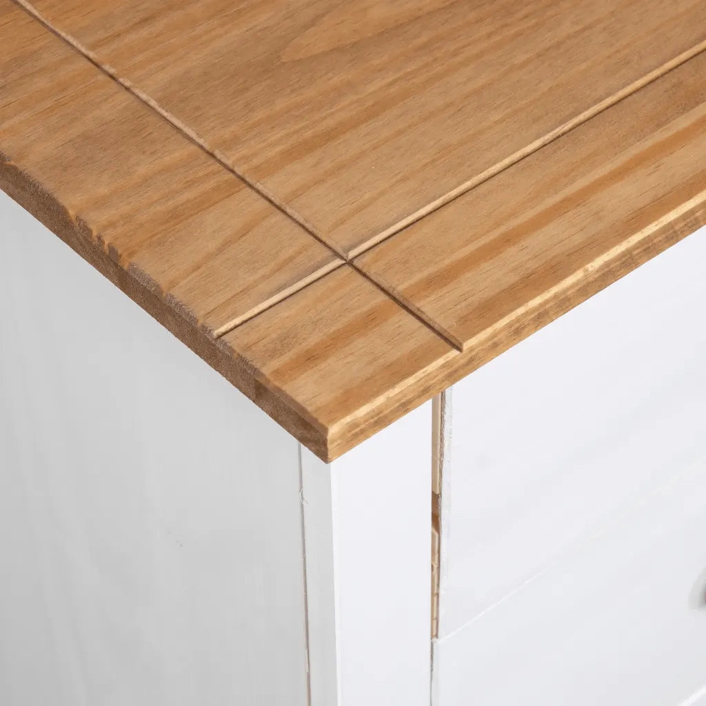 Credenza Bianca 46x40x89 cm in Legno Massello di Pino Panama 282651