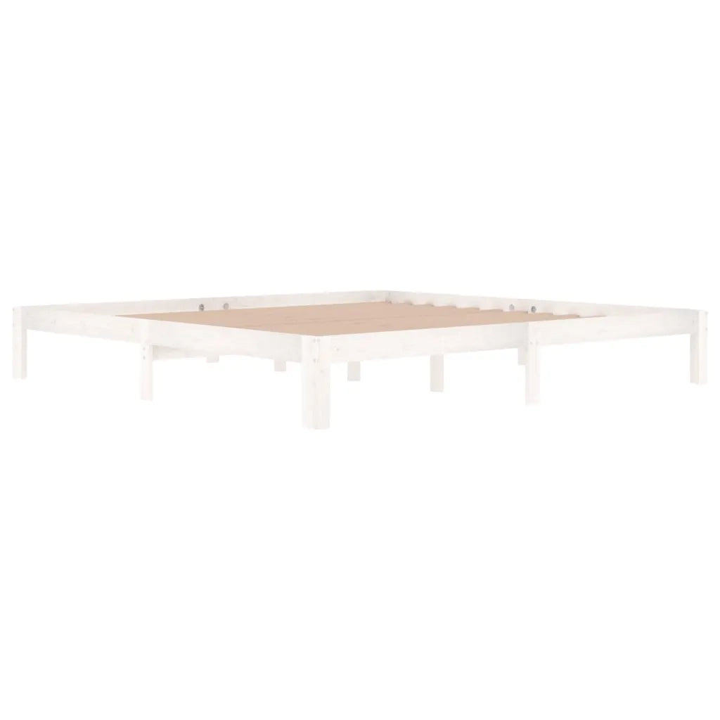 Giroletto-Struttura Letto Bianco in Legno Massello di Pino 200x200 cm 190407