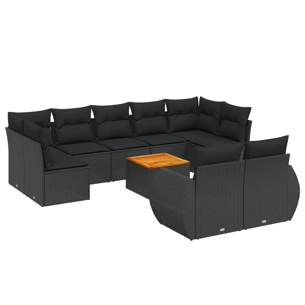 Set Divani da Giardino 10pz con Cuscini in Polyrattan Nerocod mxl 90507