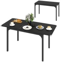 Tavolo Allungabile 4-6 Posti Espandibile da 120-160 cm con Gambe in Acciaio, Nero