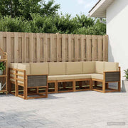 Set di divani da esterno 7 pz Naturale e Beige 3385509
