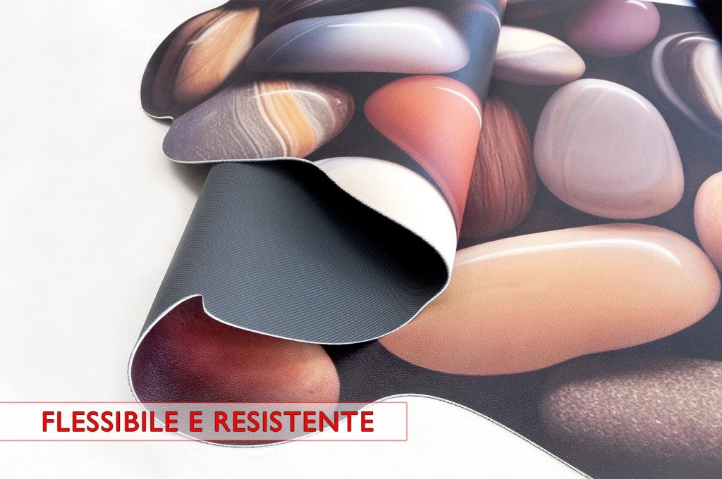 Tappeto Cucina Gomma Pvc Stampa Digitale HD Pietre Colorate Moderno Sagomato Antimacchia 50x120 cm
