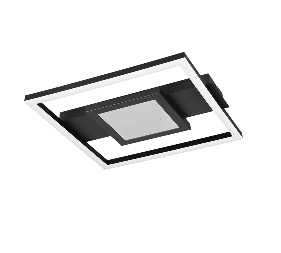 Plafoniera LED quadrata, metallo, nero, 35x35 cm, Wheeler