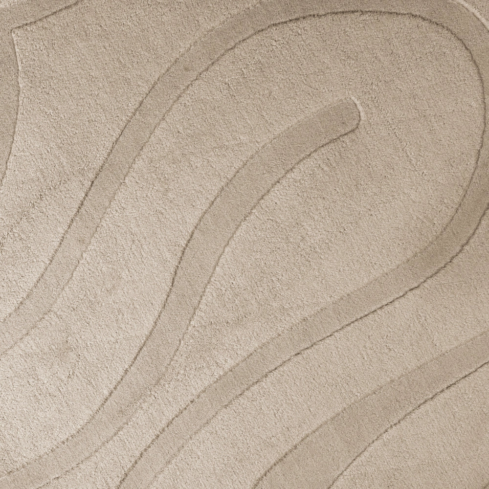 Tappeto da salotto moderno in tessuto jacquard, 160 cm, forma rotonda, pelo corto, beige, Stile Moderno