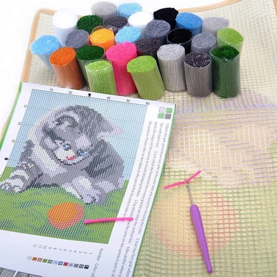 Set di cuscini a punto croce - Tappeto a punto croce 50 x 36 cm - DIY punto croce - Set di punto croce manuale - Adatto per bambini/adulti - Incluso kit di ganci di chiusura