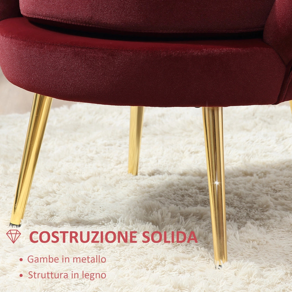Poltrona Vintage ¨C zephmum ¨C Rosso Scuro, Tessuto, 76x67x74cm