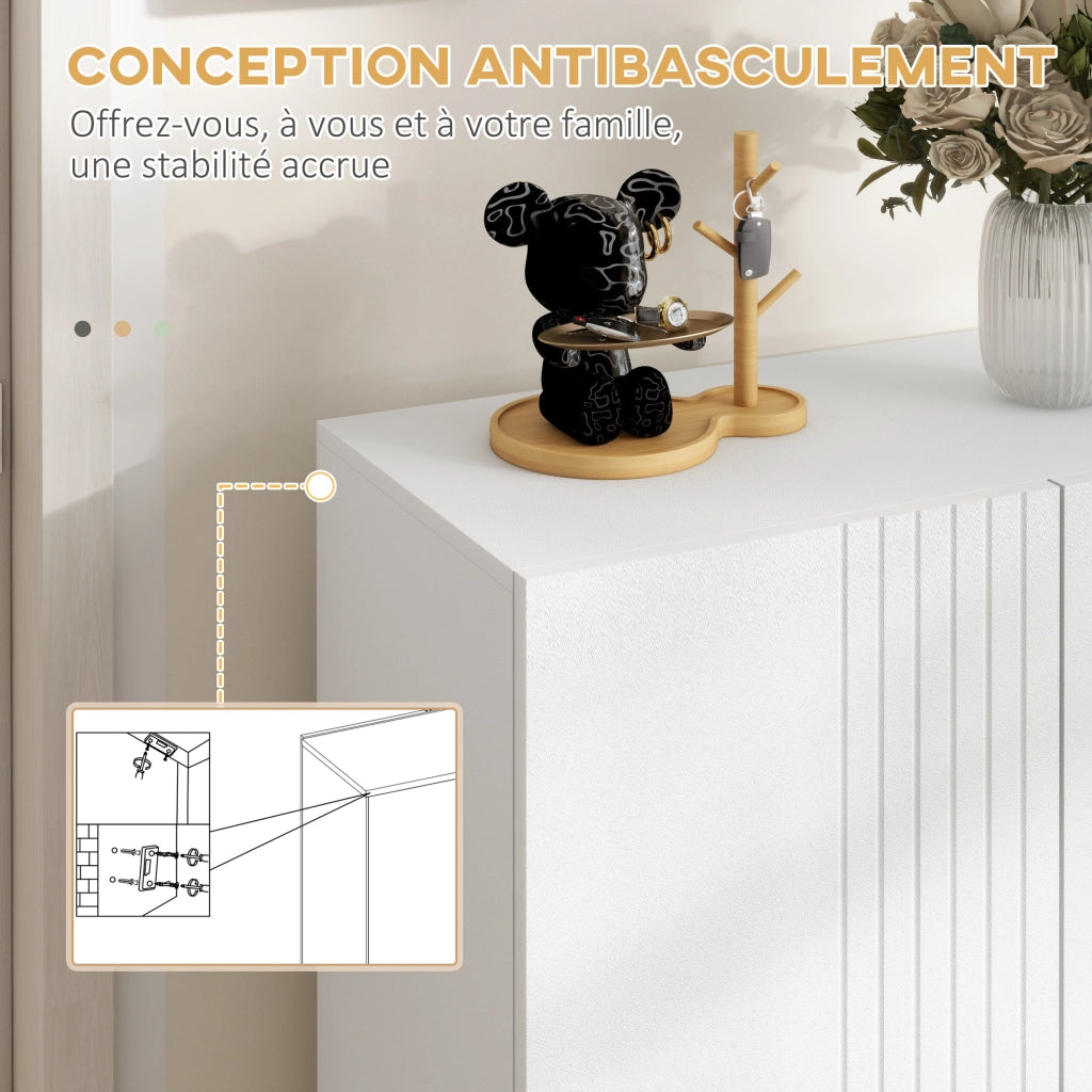 Scarpiera moderna con ante a chiusura morbida e ripiani regolabili ¨C Zephmum ¨C Bianco 80x30x100