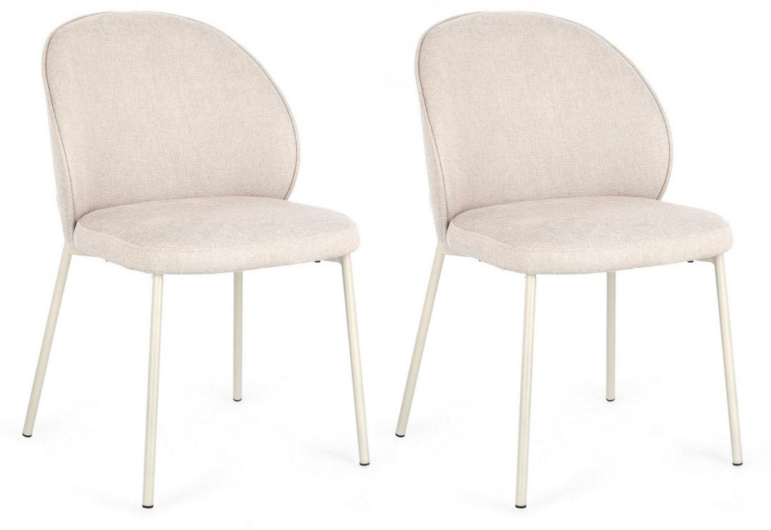 Set 2 Sedie 54x60x83 cm Wendy in Tessuto Beige e Beige