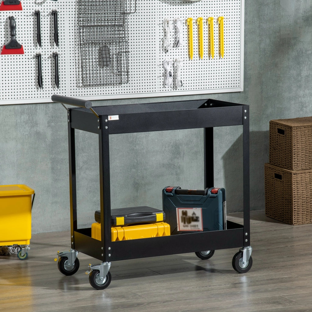 Tavolo da lavoro mobile ¨C zephmum ¨C 2 ripiani, nero, 84.5x38x84 cm