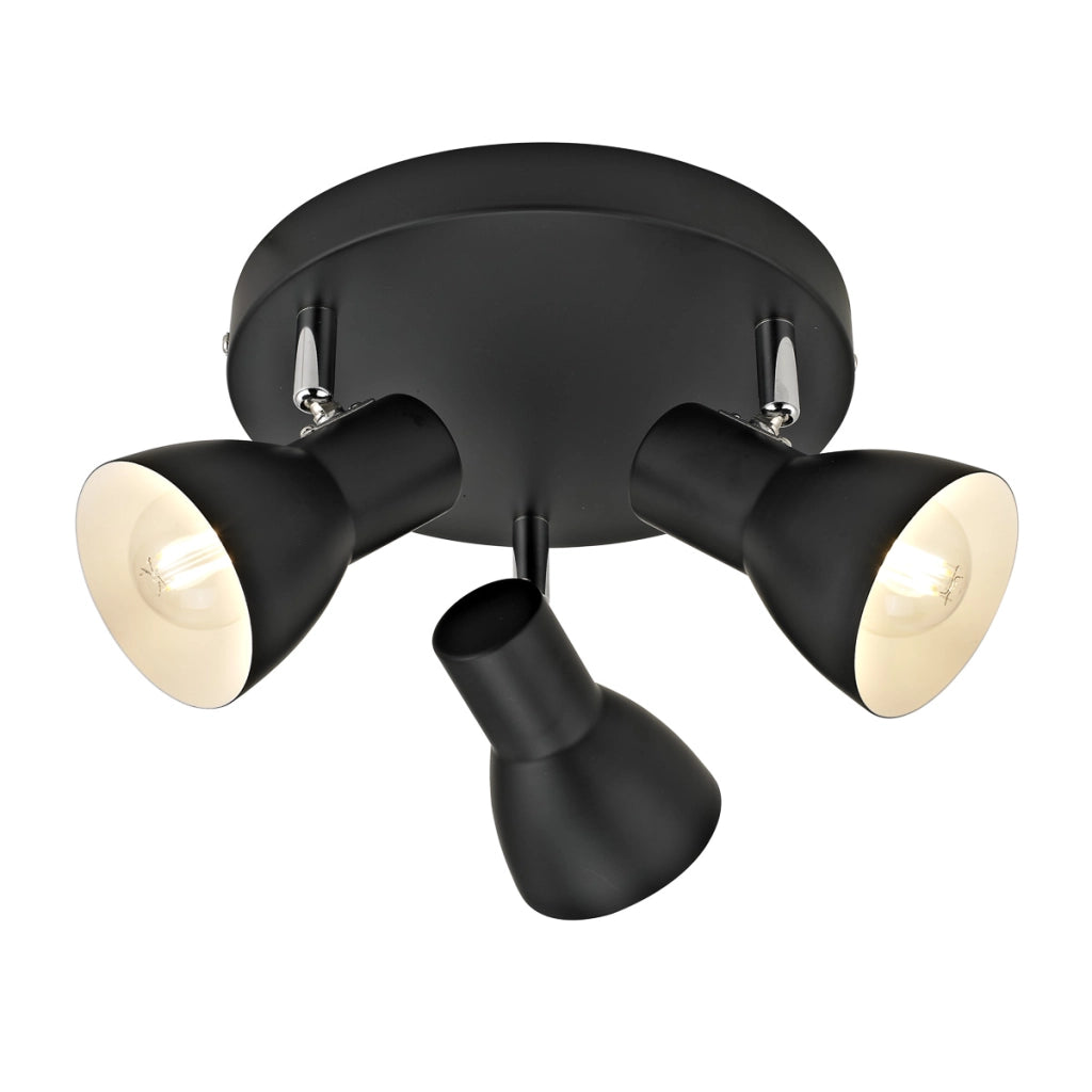 Faretto soffitto moderno triplo nero orientabile 3xE14 Italux