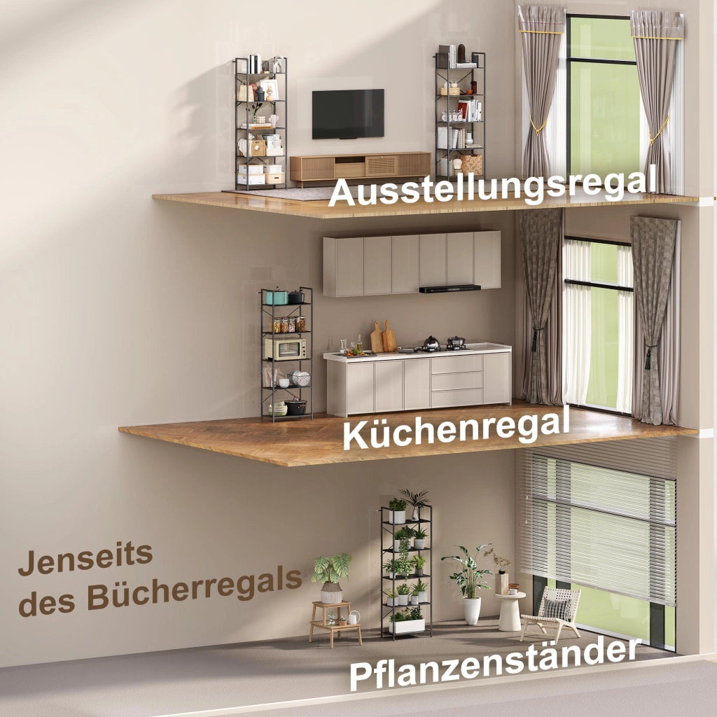 Libreria Industriale con 5 Ripiani ¨C zephmum ¨C Nero 60x30x170.5 cm