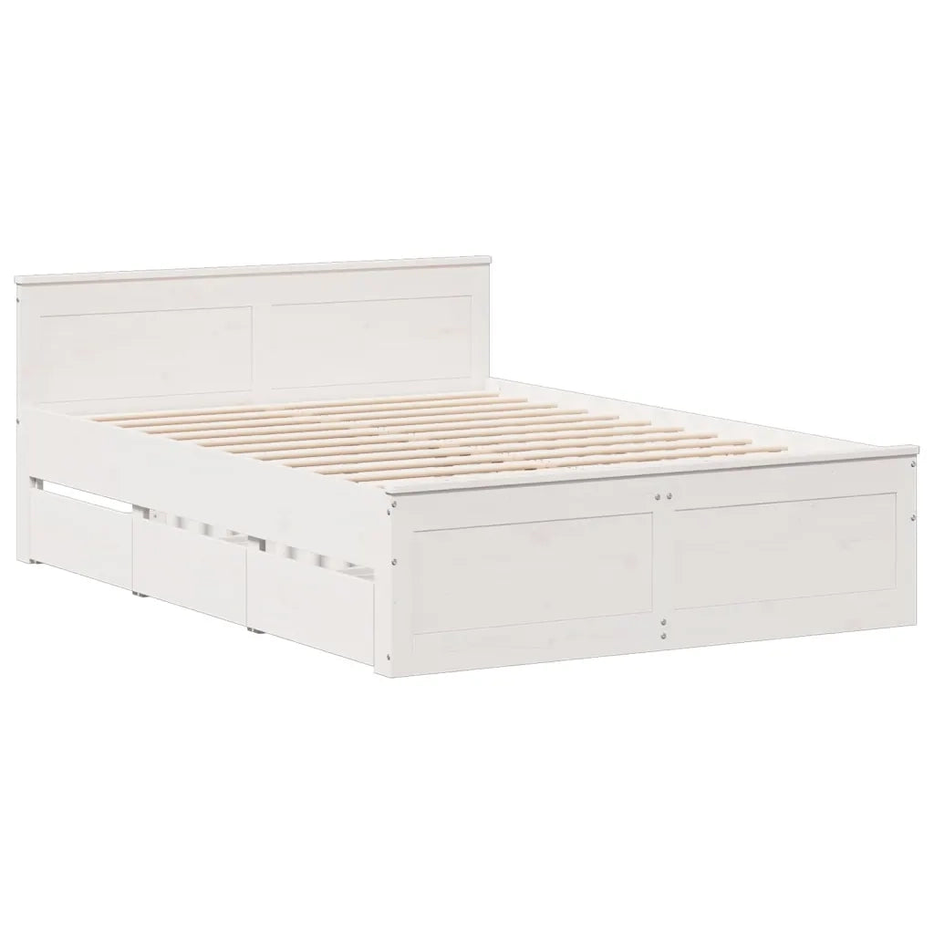 Giroletto senza Materasso con Testata-Struttura Letto Bianco 150x200 cm Pino