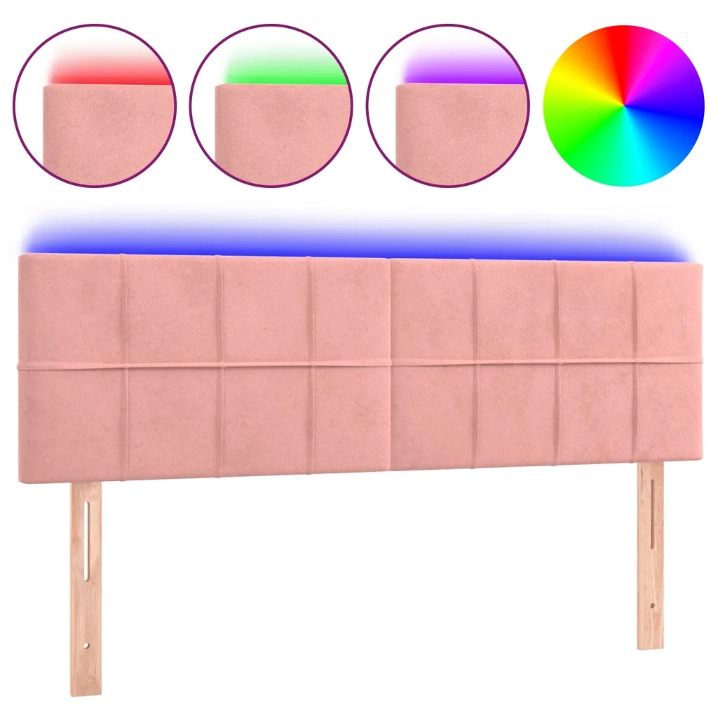 Testiera | Testata a LED Rosa 144x5x78/88 cm in Velluto