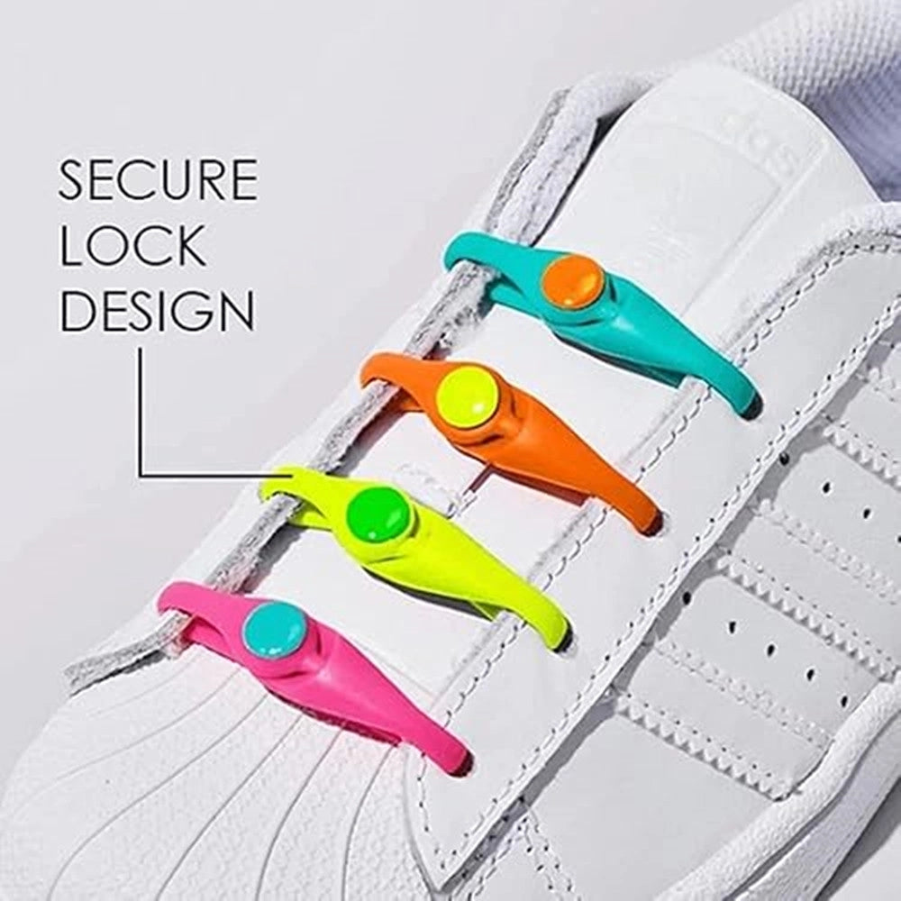Trade Shop - Kit 10pz Lacci Per Scarpe Elastici In Silicone Colorati Senza Allaccio Per Adulti Bambini -