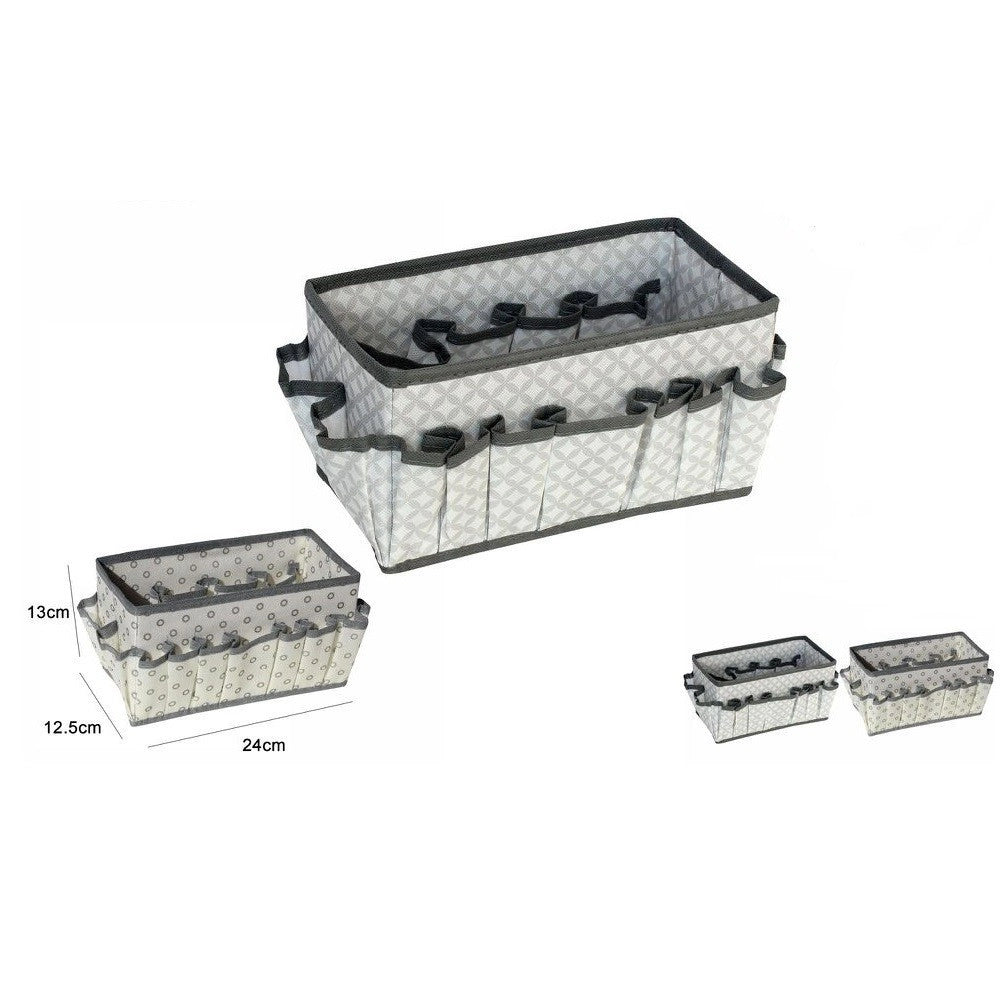 Trade Shop - Portaoggetti Tessuto Organizer Contenitore Scatola Multitasche 24x12.5x13cm 53033a -