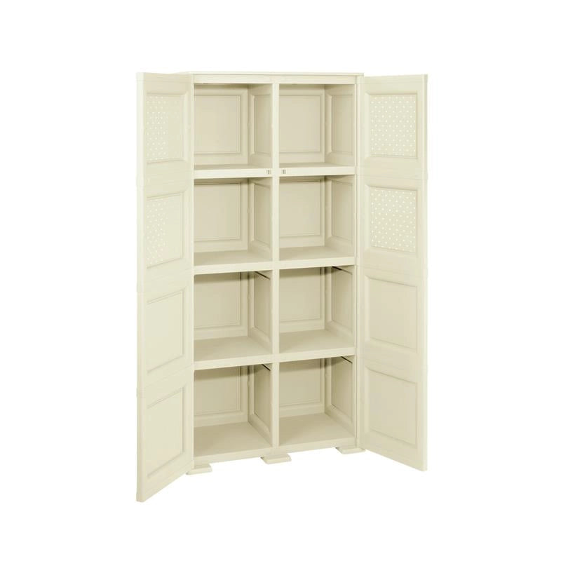 ARMADIO 4 MODULI ANGORA 79X43X164 CM CON 4 RIPIANI E ANTE TRAFORATE – MOBILE ALTO DECORATIVO PER ZONA GIORNO E INGRESSO