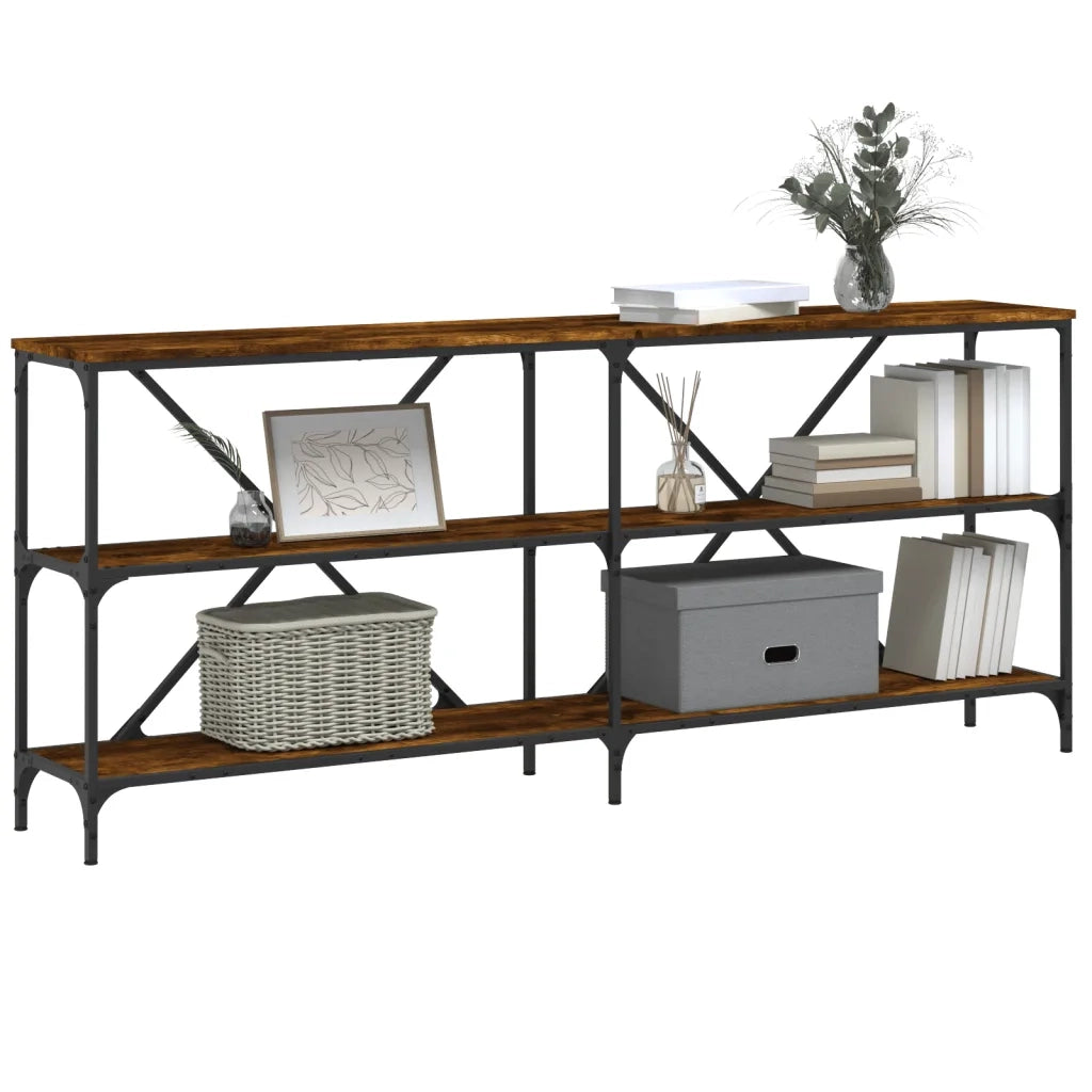 Tavolo Consolle Rovere Fumo 180x30x75cm Legno Multistrato Ferro 832855