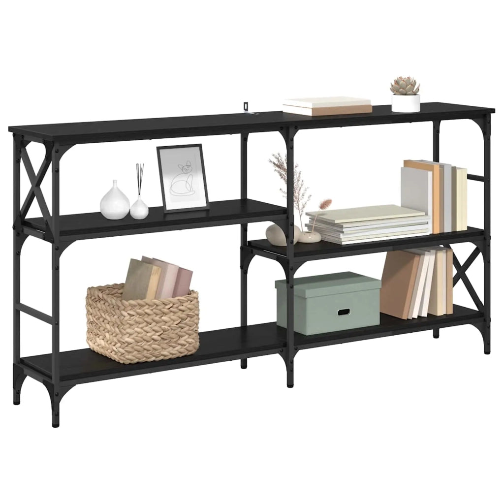 Tavolo consolle con lo scaffale Rovere Nero 150 x 29 x 76,5 cm