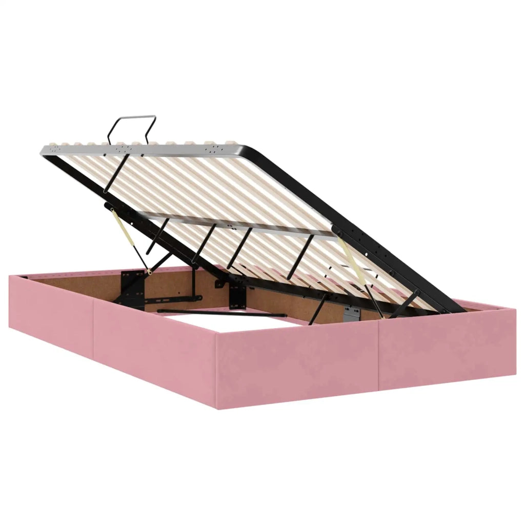 Letto ottomano con archiviazione Rosa 120 x 200 cm Velluto