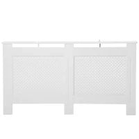 Copritermosifone in Legno MDF, Copertura per Termosifone Moderna con Ripiano Superiore Verniciato Bianco, 151.5x82x19 cm