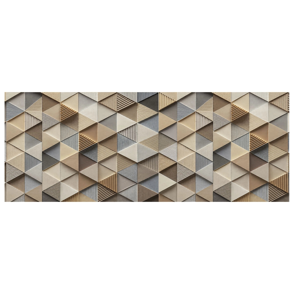 Tappeto passatoia fantasia made in Italy antiscivolo lavabile aderente triangoli multicolore 50x100cm - Triangle Beige