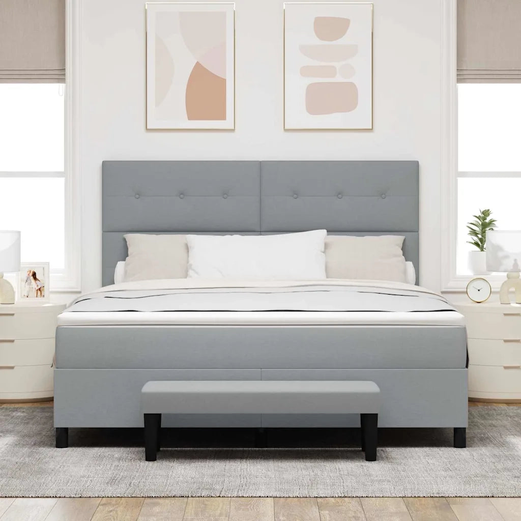 Letto a molle con materasso Grigio chiaro 180 x 200 cm Tessuto