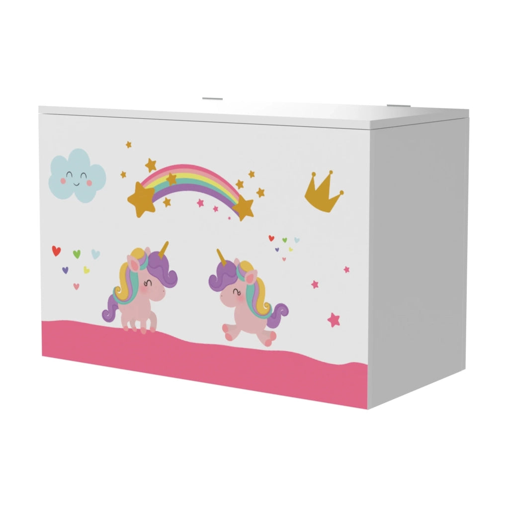 Cassapanca per bambini 40 x 60 x 30 cm bianco / viola / rosa 03_0006813